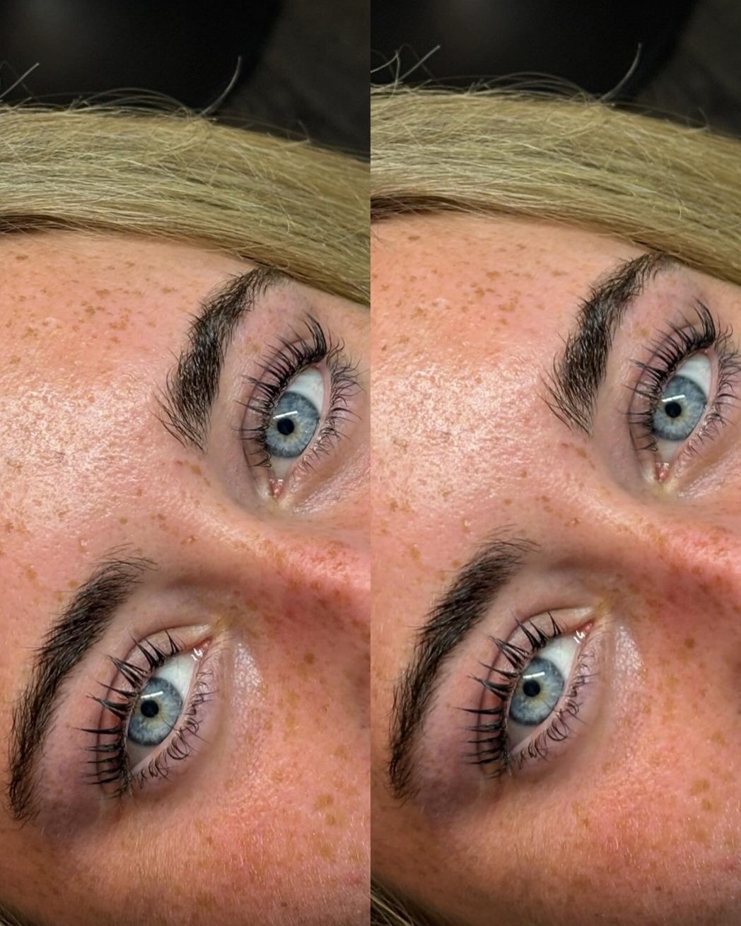 Lash lift and tint, before and after